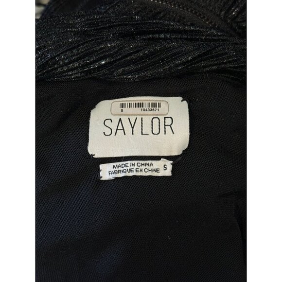 SAYLOR Alora Plissé One Shoulder Midi Dress Black Metallic Womens Size Small - Picture 10 of 11